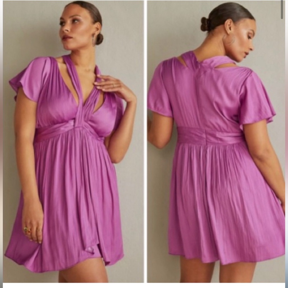 Anthropologie V-Neck Vibrant Mini Dress Size 8